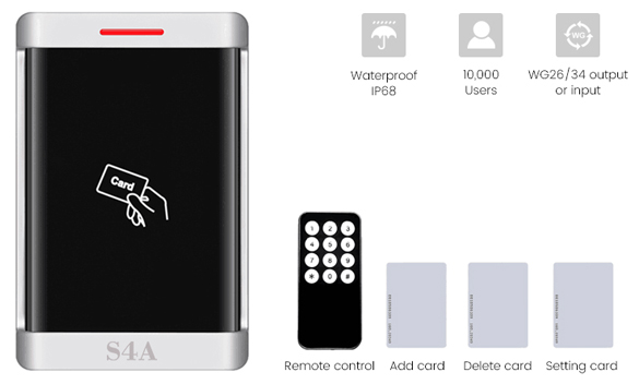 Kontrol akses mandiri rilis-RFID baru dengan remote control ke pengguna program